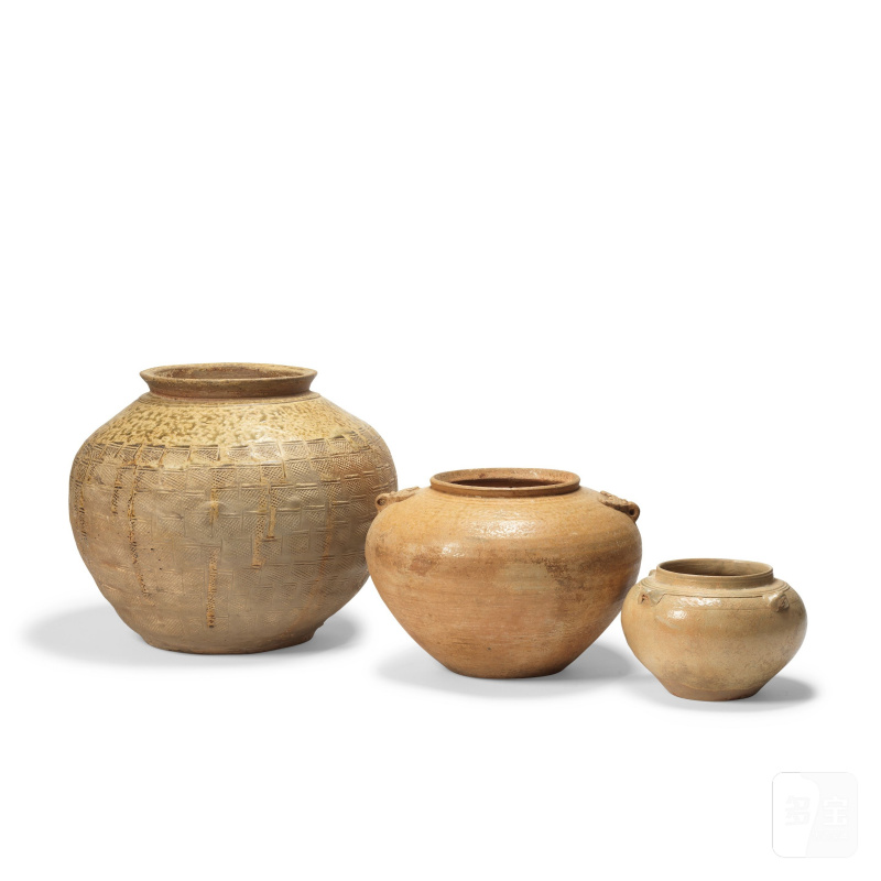戰國時期/漢 陶罐三件 | THREE GLAZED STORAGE JARS